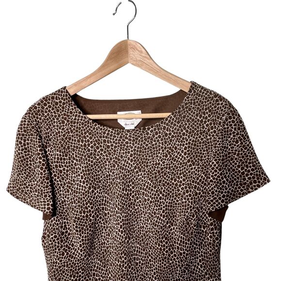 Talbots Pure Silk Giraffe Print Two Piece Skirt Set Sz 12 Career Office Chic - Picture 3 of 15